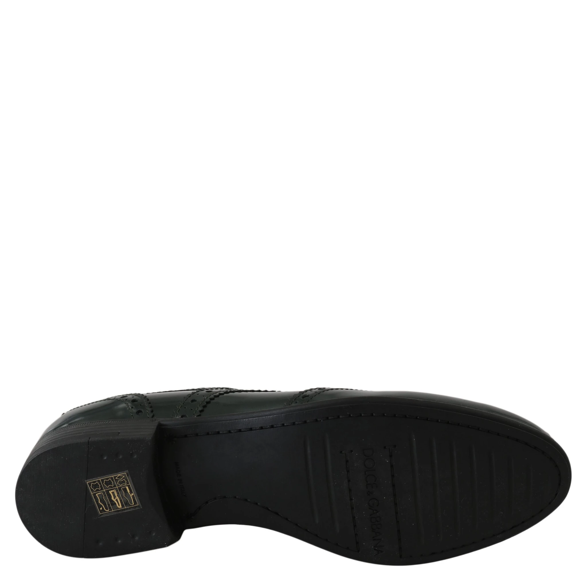 Green Leather Broque Oxford Wingtip Shoes