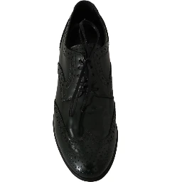 Green Leather Broque Oxford Wingtip Shoes