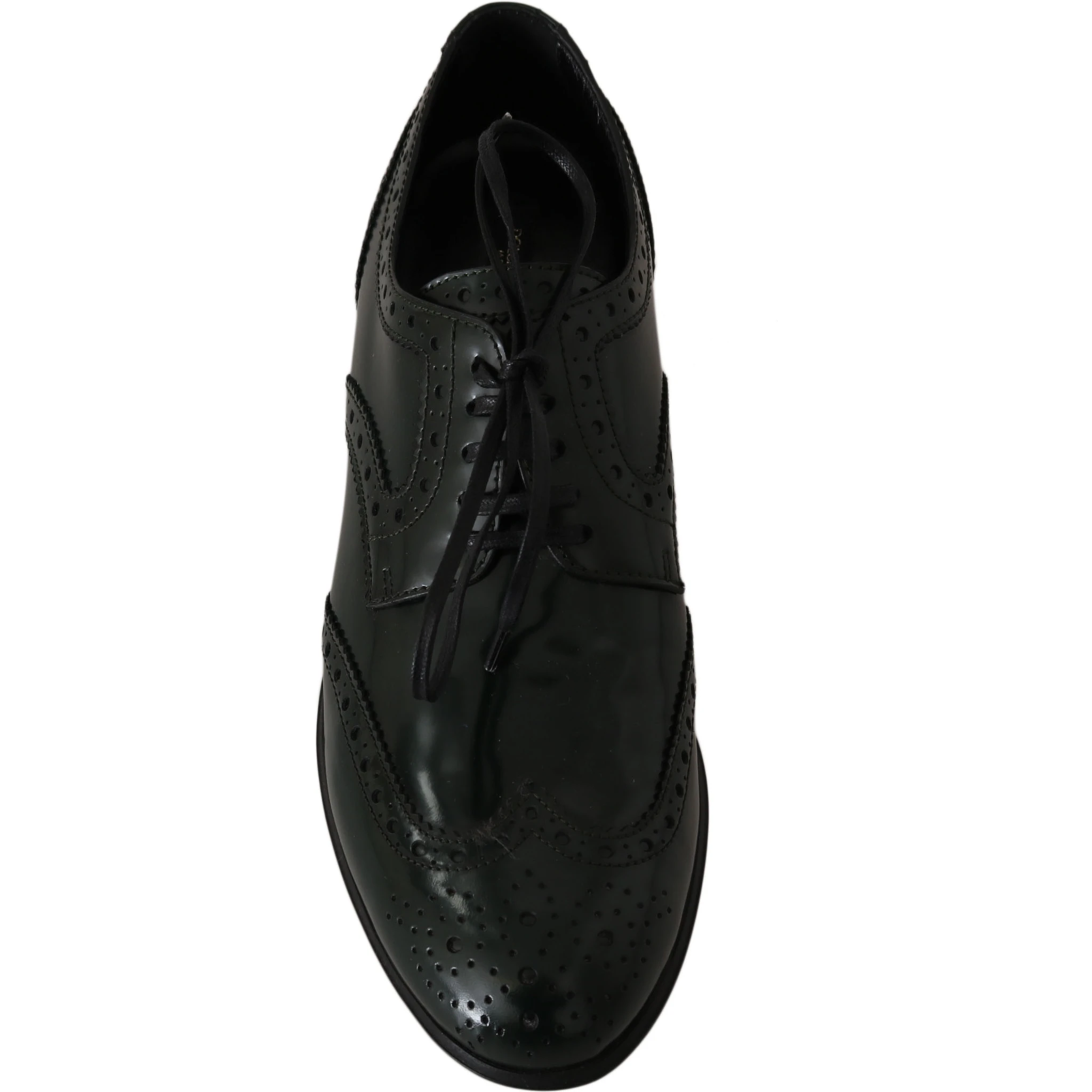 Green Leather Broque Oxford Wingtip Shoes