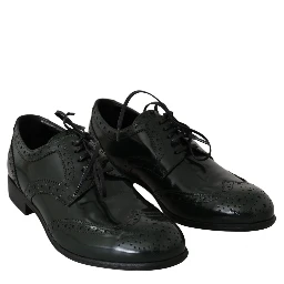 Green Leather Broque Oxford Wingtip Shoes