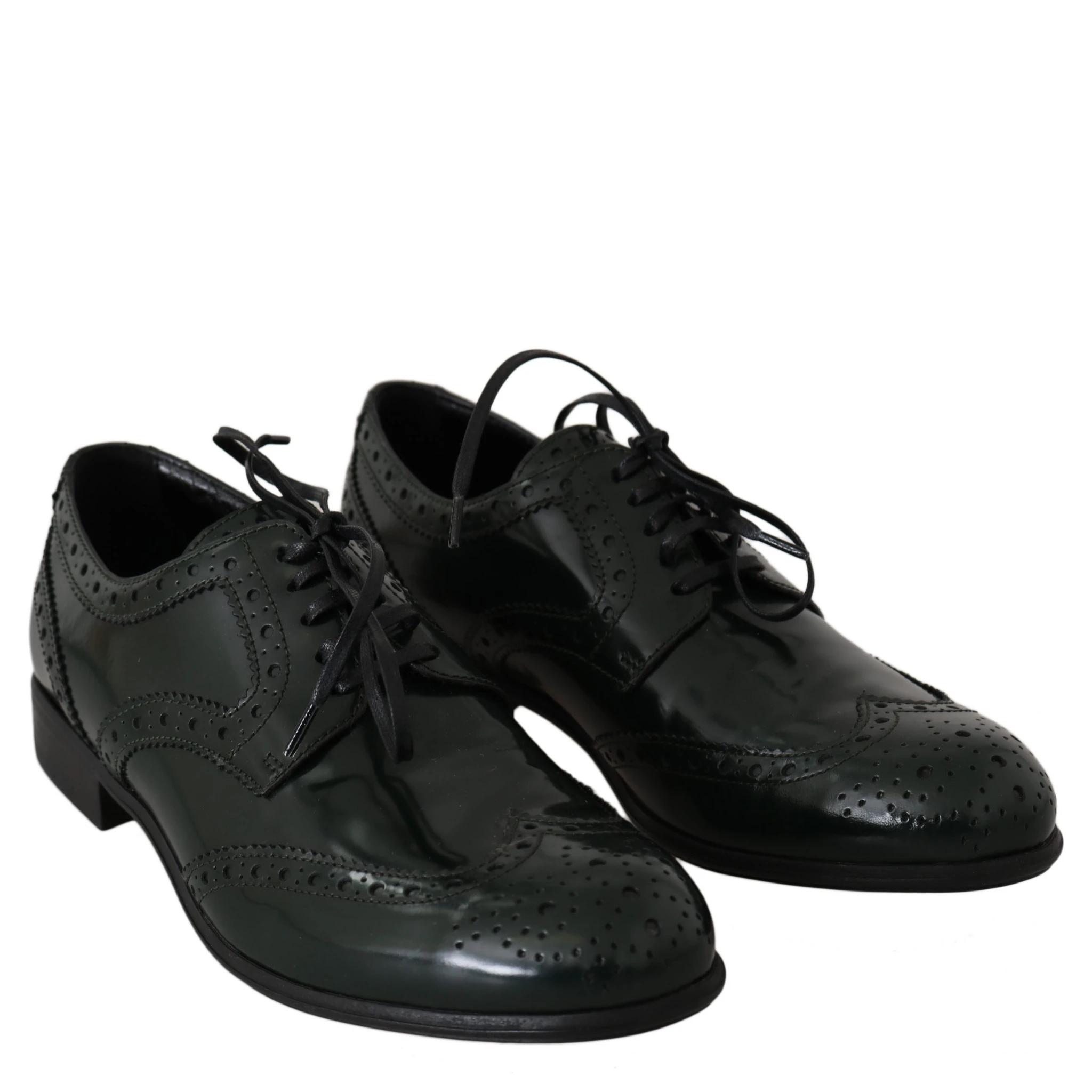 Green Leather Broque Oxford Wingtip Shoes