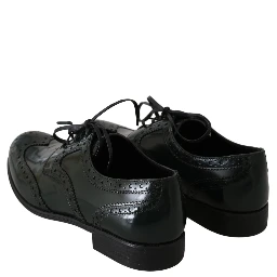 Green Leather Broque Oxford Wingtip Shoes