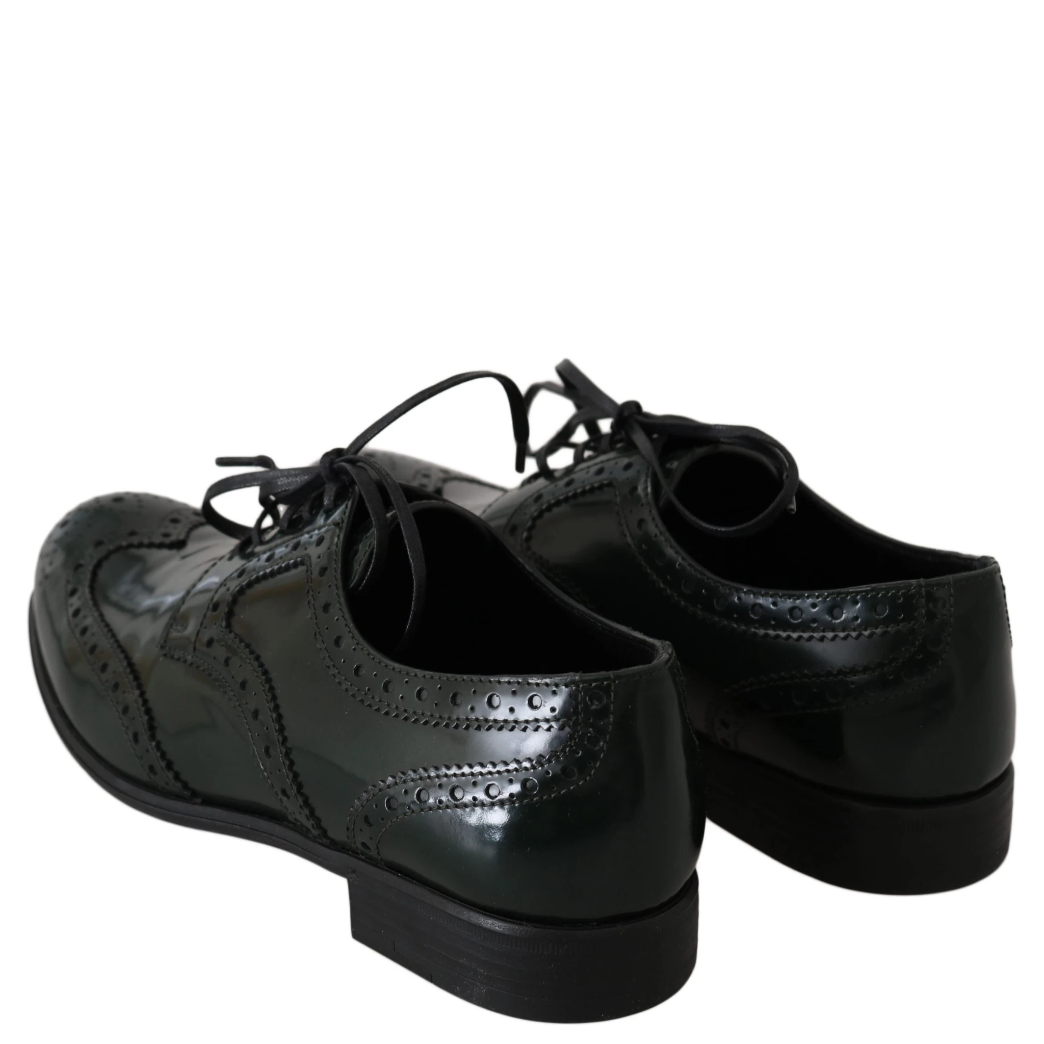 Green Leather Broque Oxford Wingtip Shoes