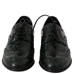 Green Leather Broque Oxford Wingtip Shoes