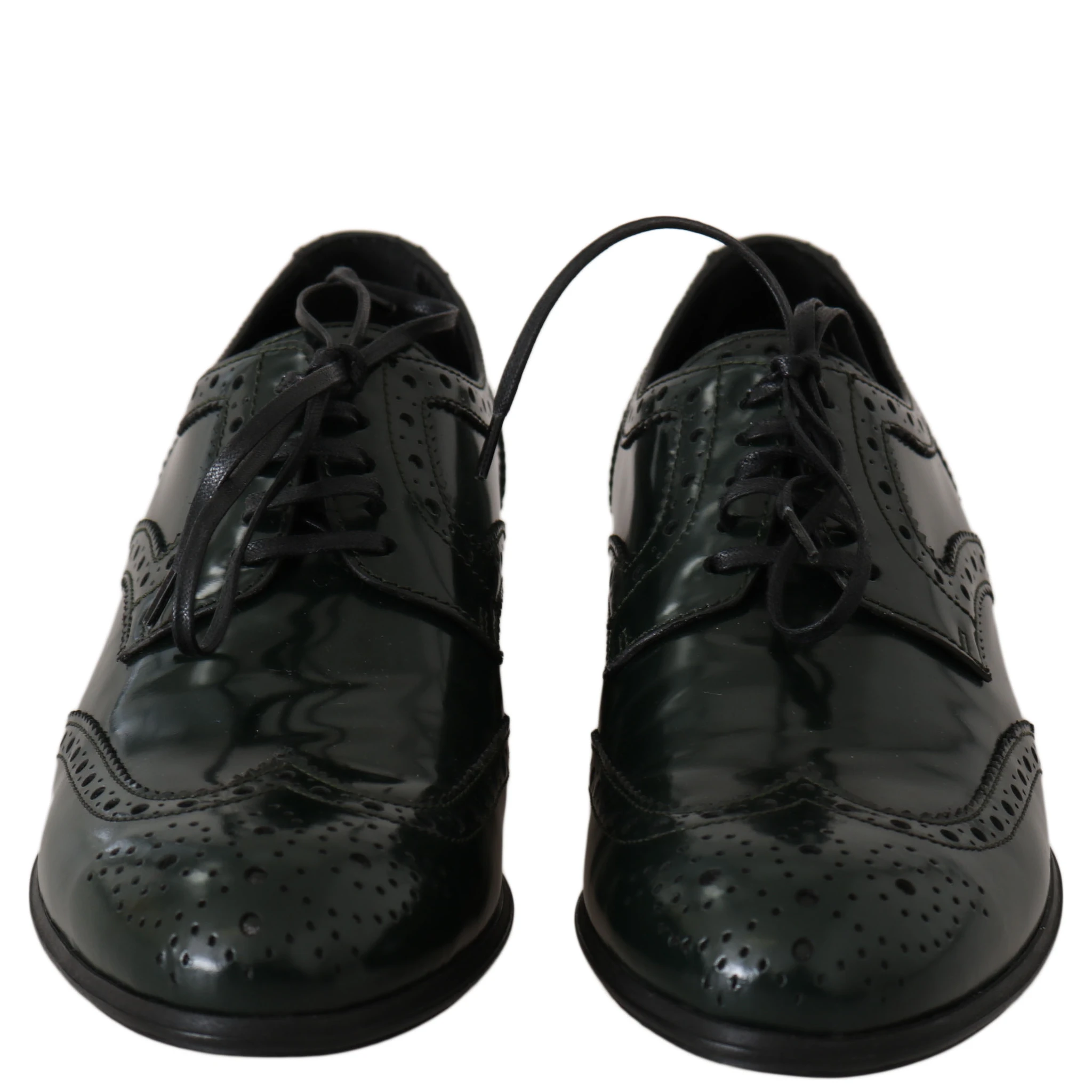 Green Leather Broque Oxford Wingtip Shoes