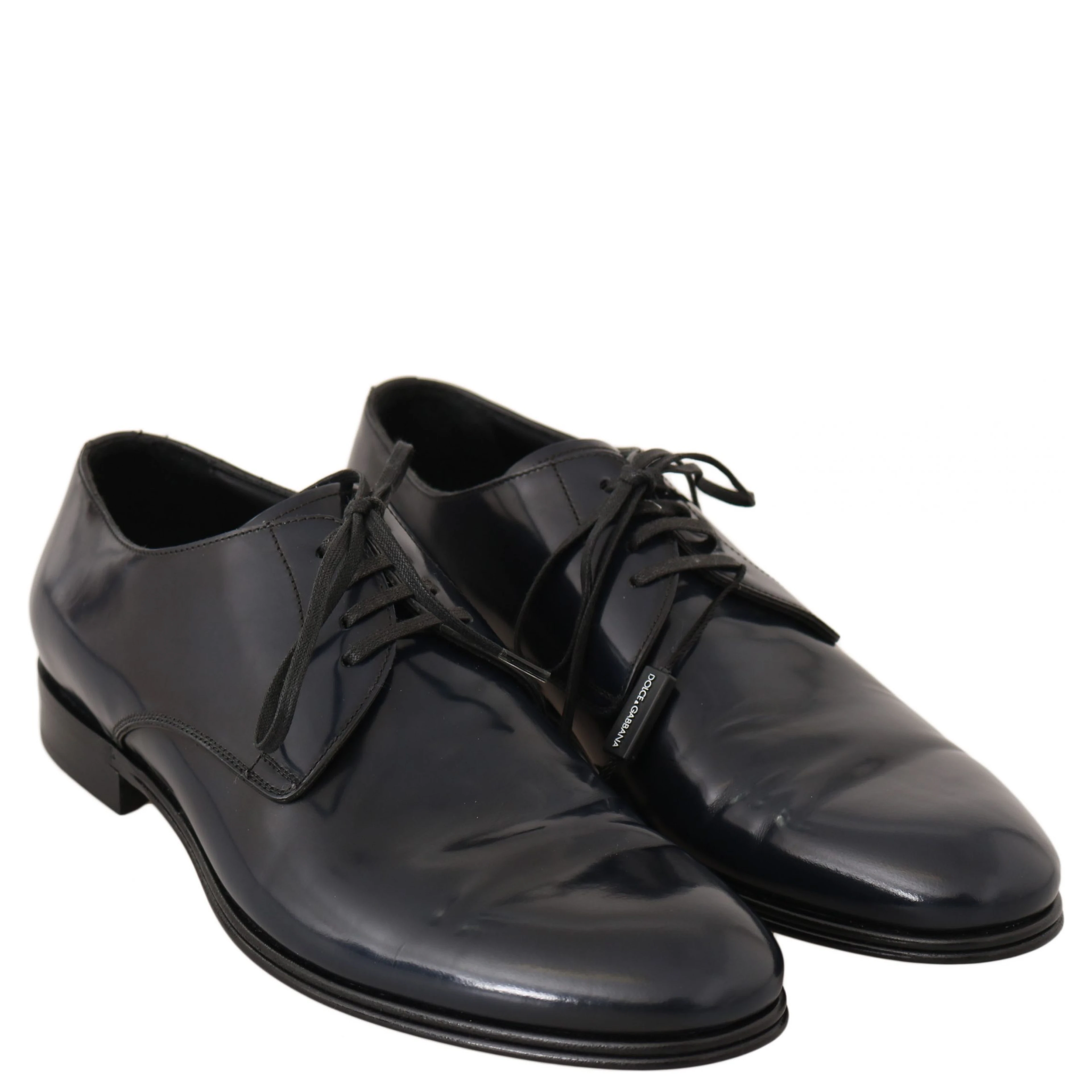 Blue Leather Dress Derby Formal Mens Shoes