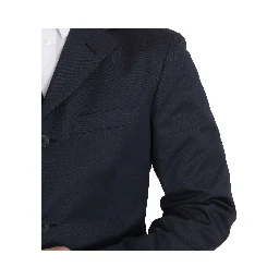 Two Piece 3 Button Cotton Blue Solid Suit