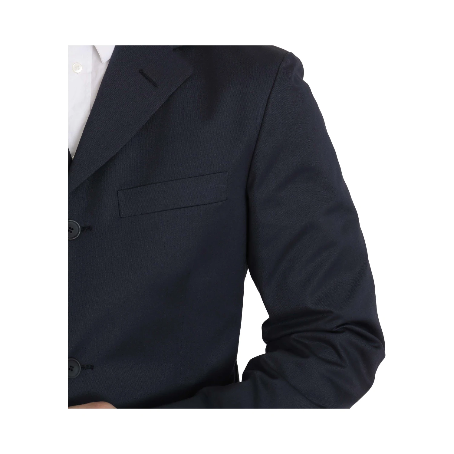 Two Piece 3 Button Cotton Blue Solid Suit