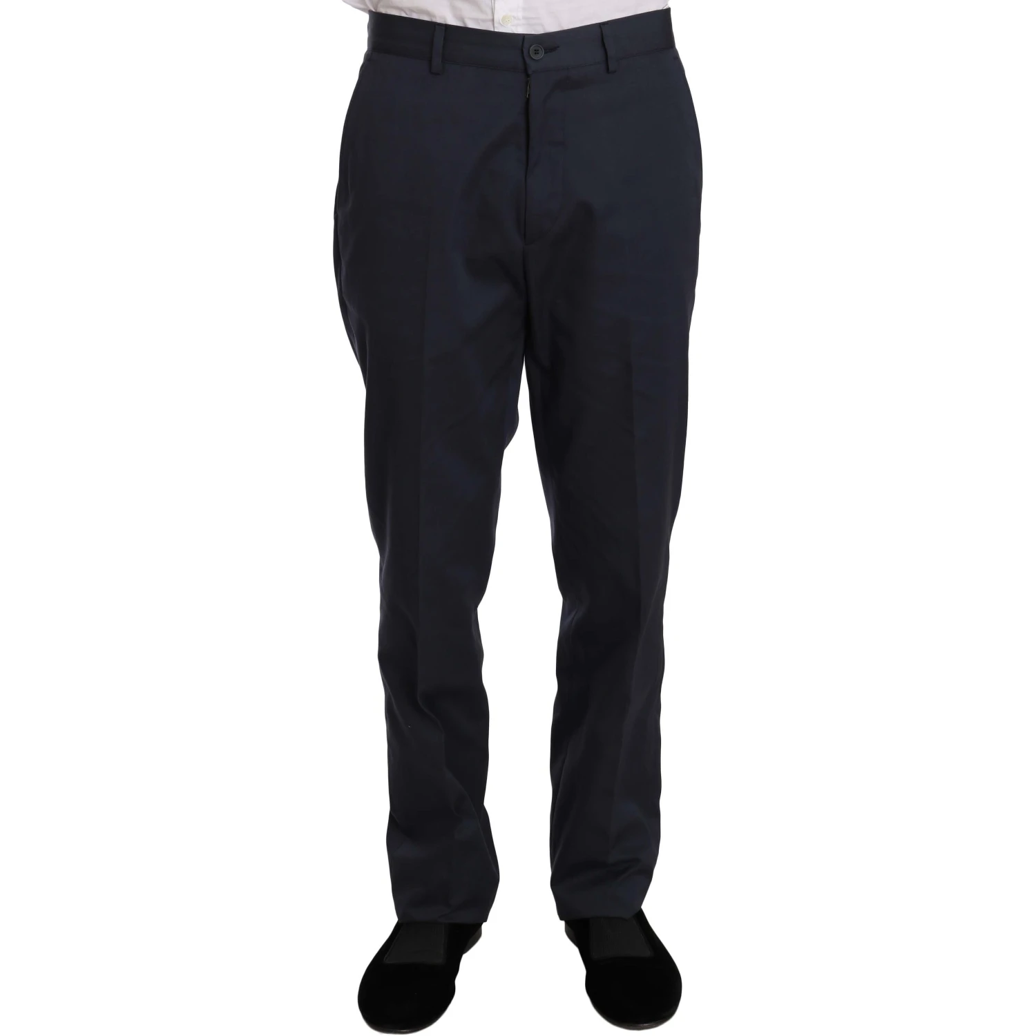 Two Piece 3 Button Cotton Blue Solid Suit