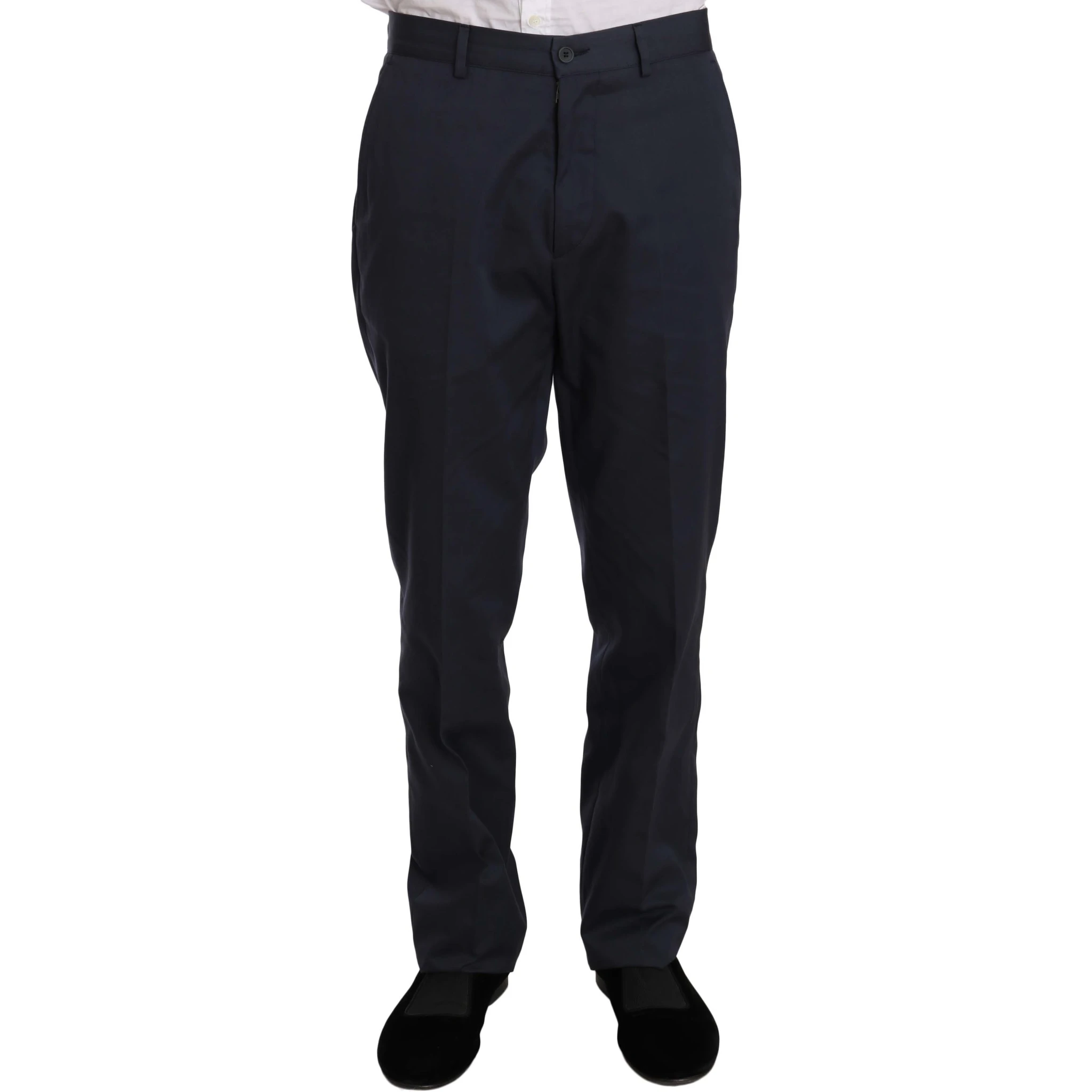 Two Piece 3 Button Cotton Blue Solid Suit