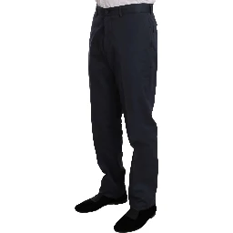 Two Piece 3 Button Cotton Blue Solid Suit