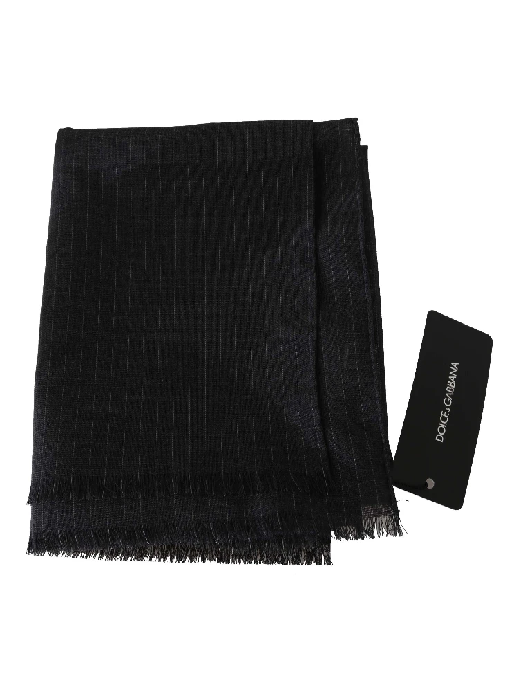 Gray 100% Wool Striped Pattern Wrap Scarf alternative