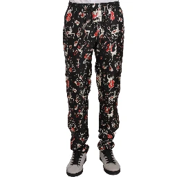 Red Musical Instrument Print Sleepwear Pants