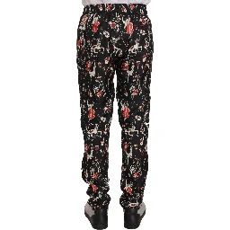 Red Musical Instrument Print Sleepwear Pants