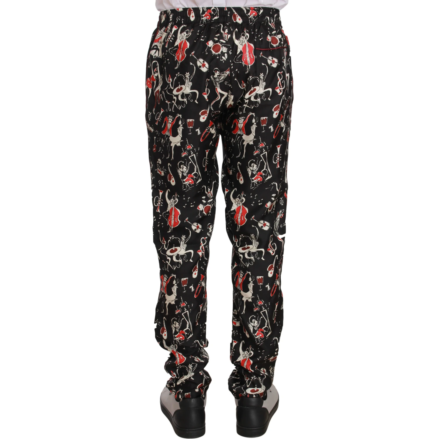 Red Musical Instrument Print Sleepwear Pants
