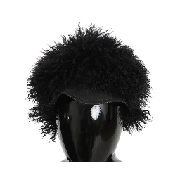 Black Tibet Lamb Fur Leather Gatsby Hat