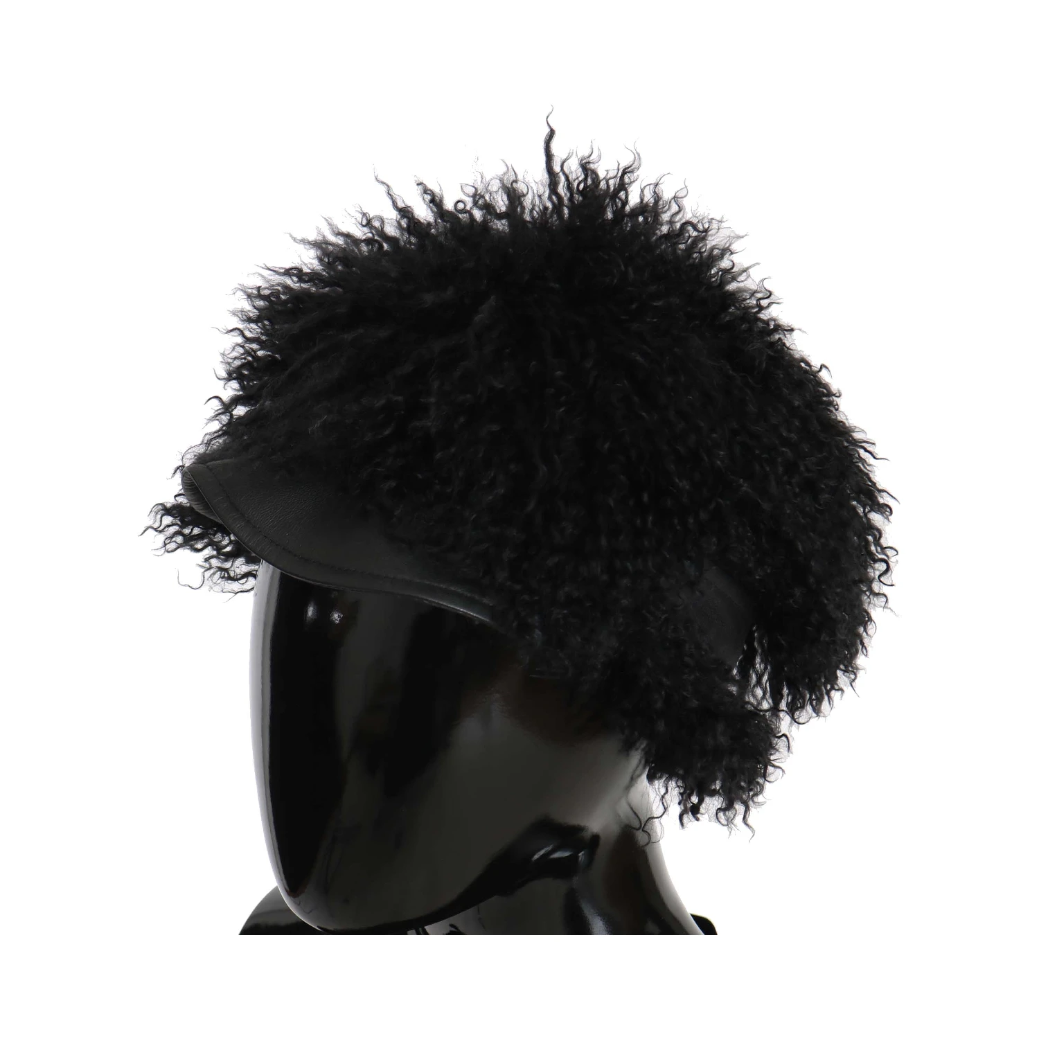 Black Tibet Lamb Fur Leather Gatsby Hat