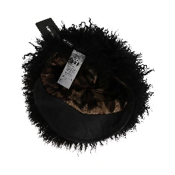 Black Tibet Lamb Fur Leather Gatsby Hat