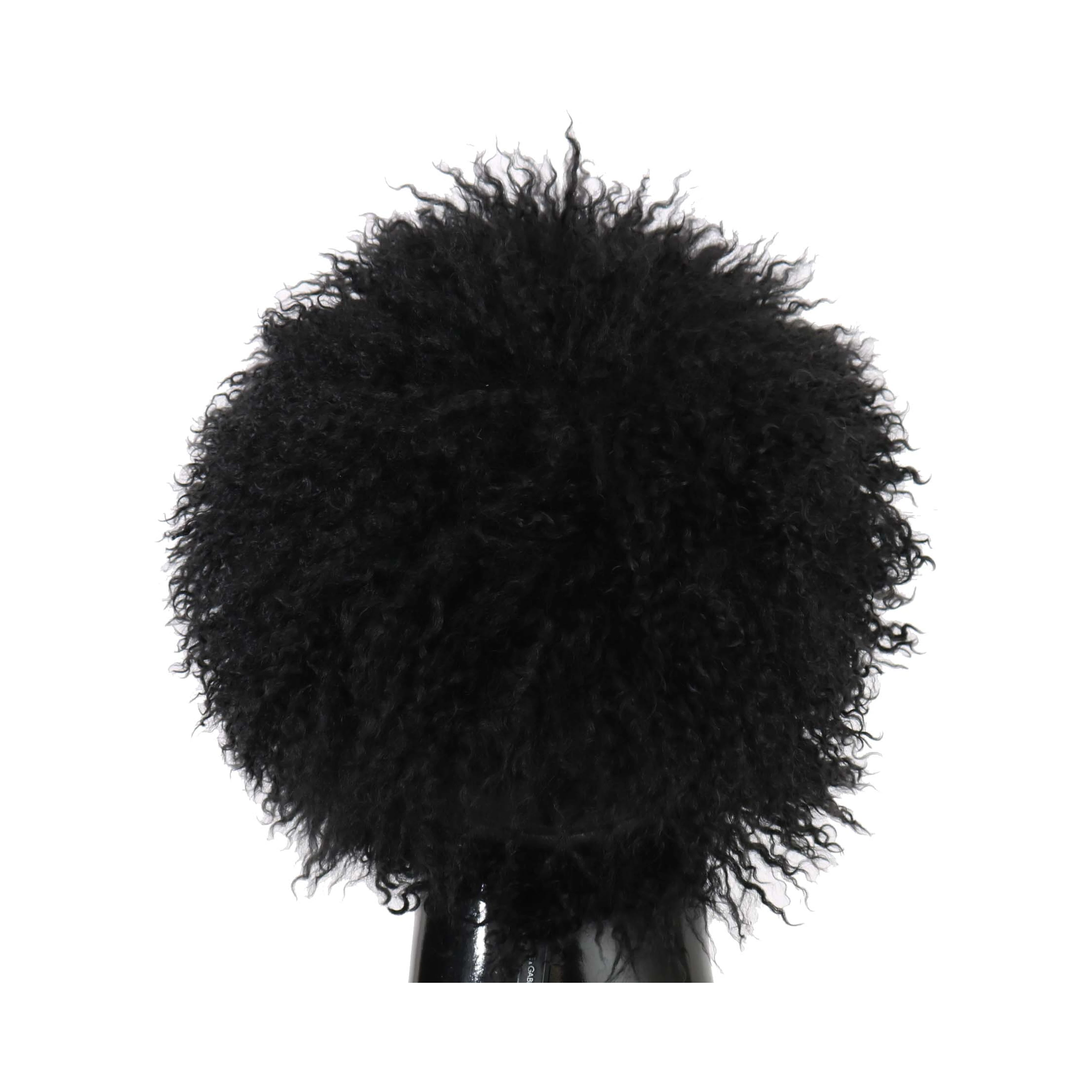 Black Tibet Lamb Fur Leather Gatsby Hat