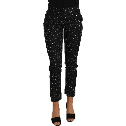 Black Dress Polka Dot Cropped Straight Pants
