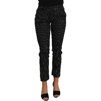 Black Dress Polka Dot Cropped Straight Pants