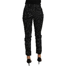 Black Dress Polka Dot Cropped Straight Pants