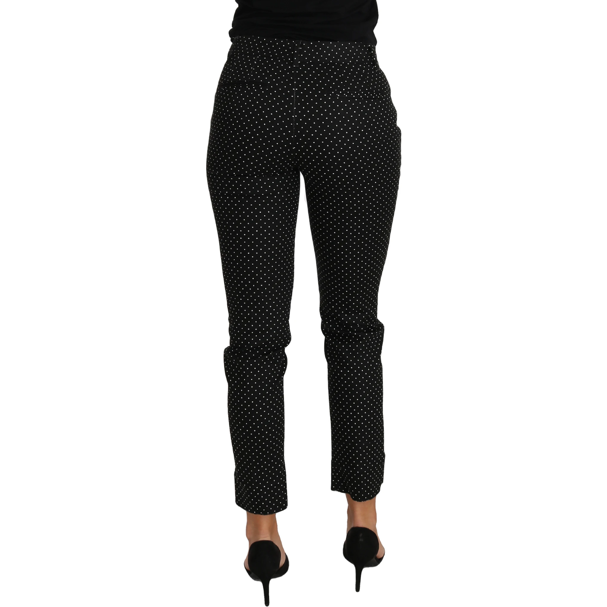 Black Dress Polka Dot Cropped Straight Pants