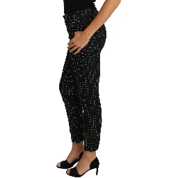 Black Dress Polka Dot Cropped Straight Pants