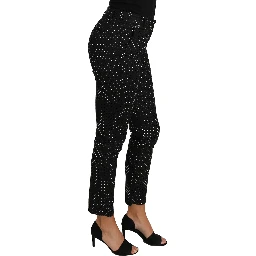 Black Dress Polka Dot Cropped Straight Pants