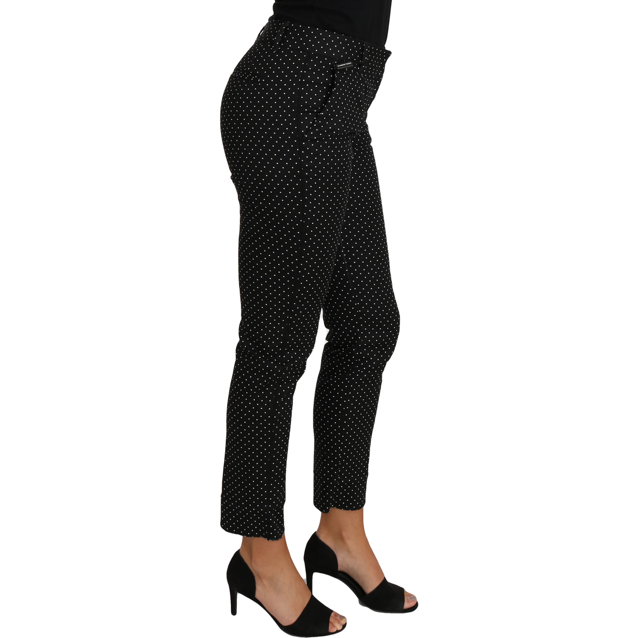 Black Dress Polka Dot Cropped Straight Pants