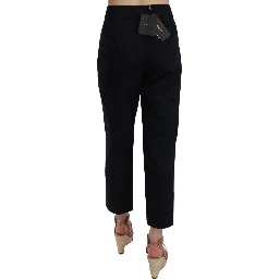Black Cropped Front Button Embellished Pants