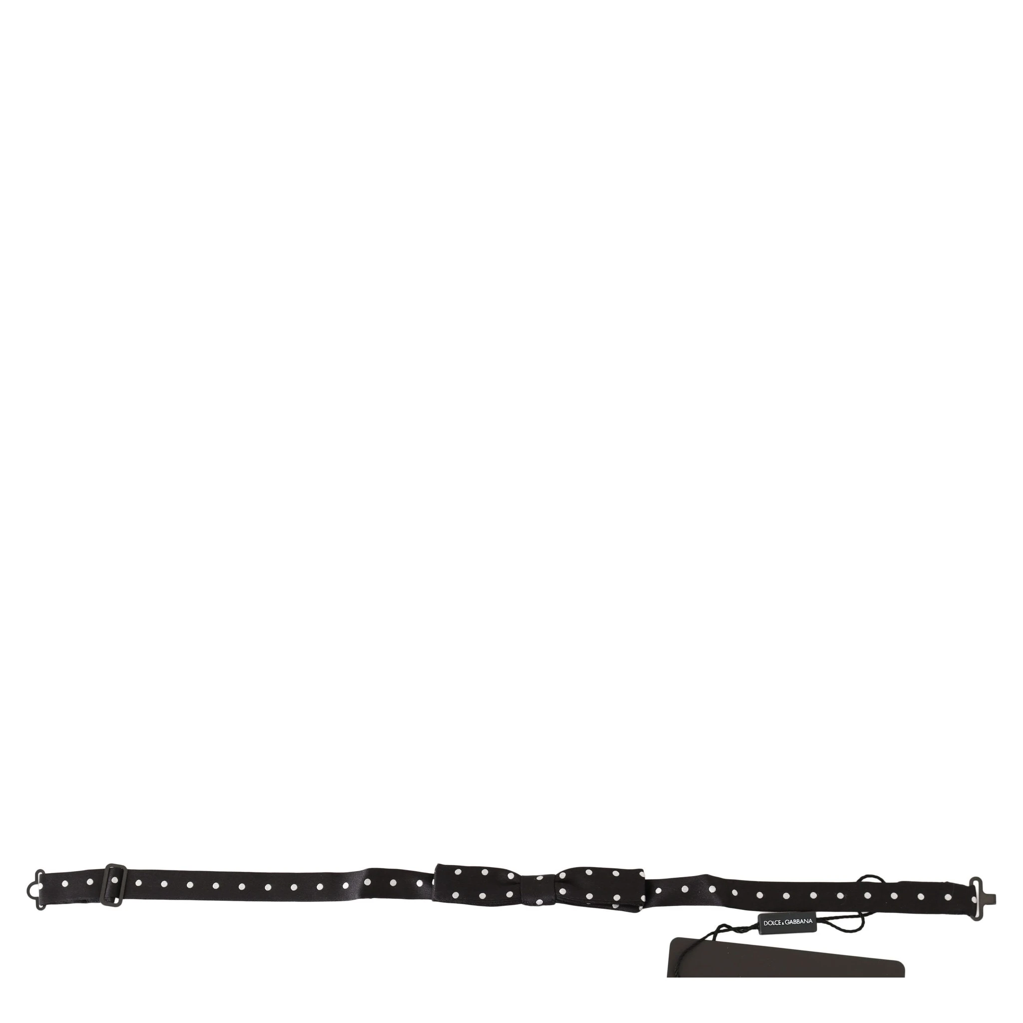 Black 100% Silk Polka Dot Adjustable Neck Bow Tie