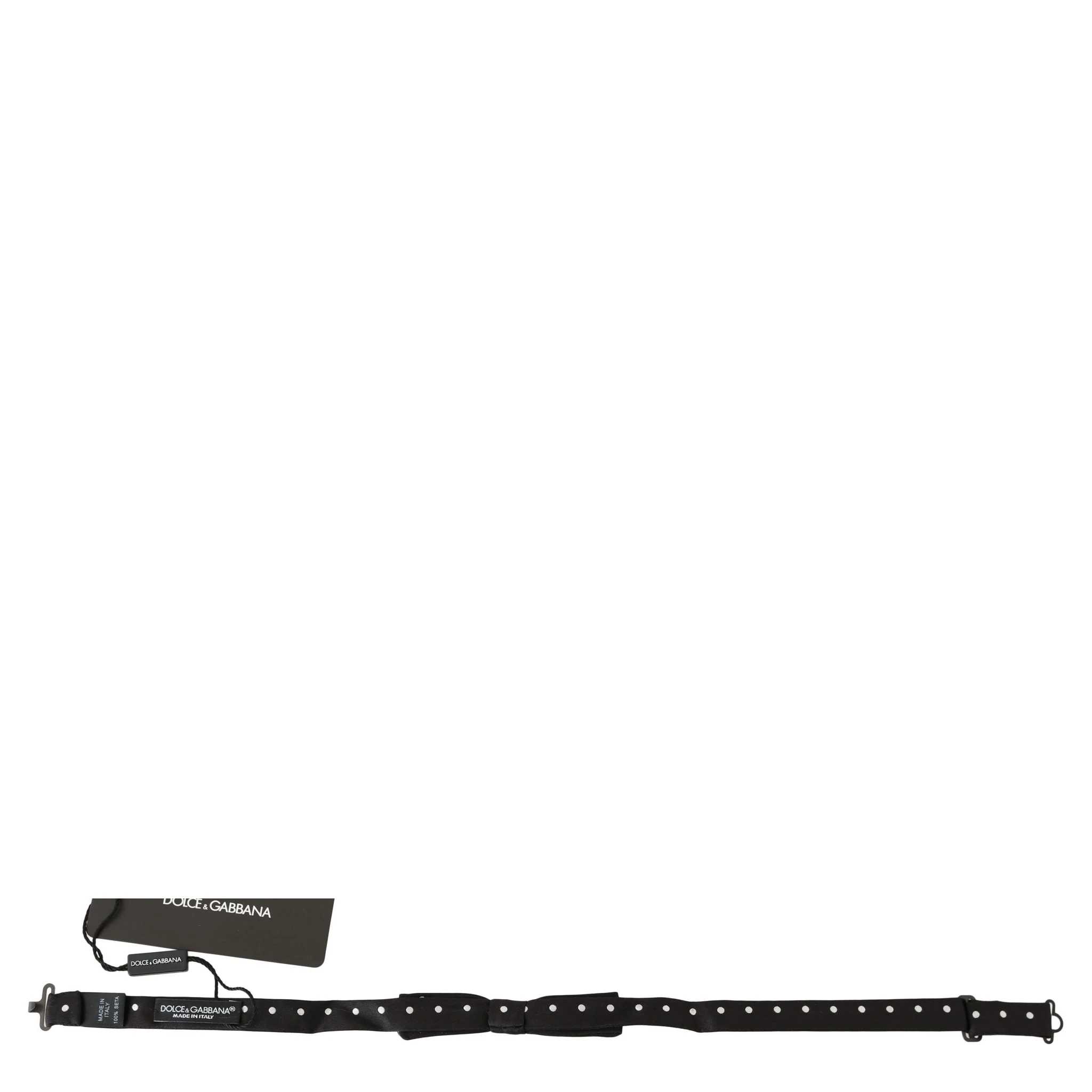 Black 100% Silk Polka Dot Adjustable Neck Bow Tie