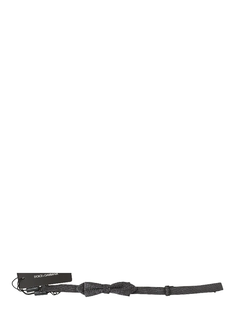 Gray Patterned Silk Adjustable Neck Bow Tie Papillon