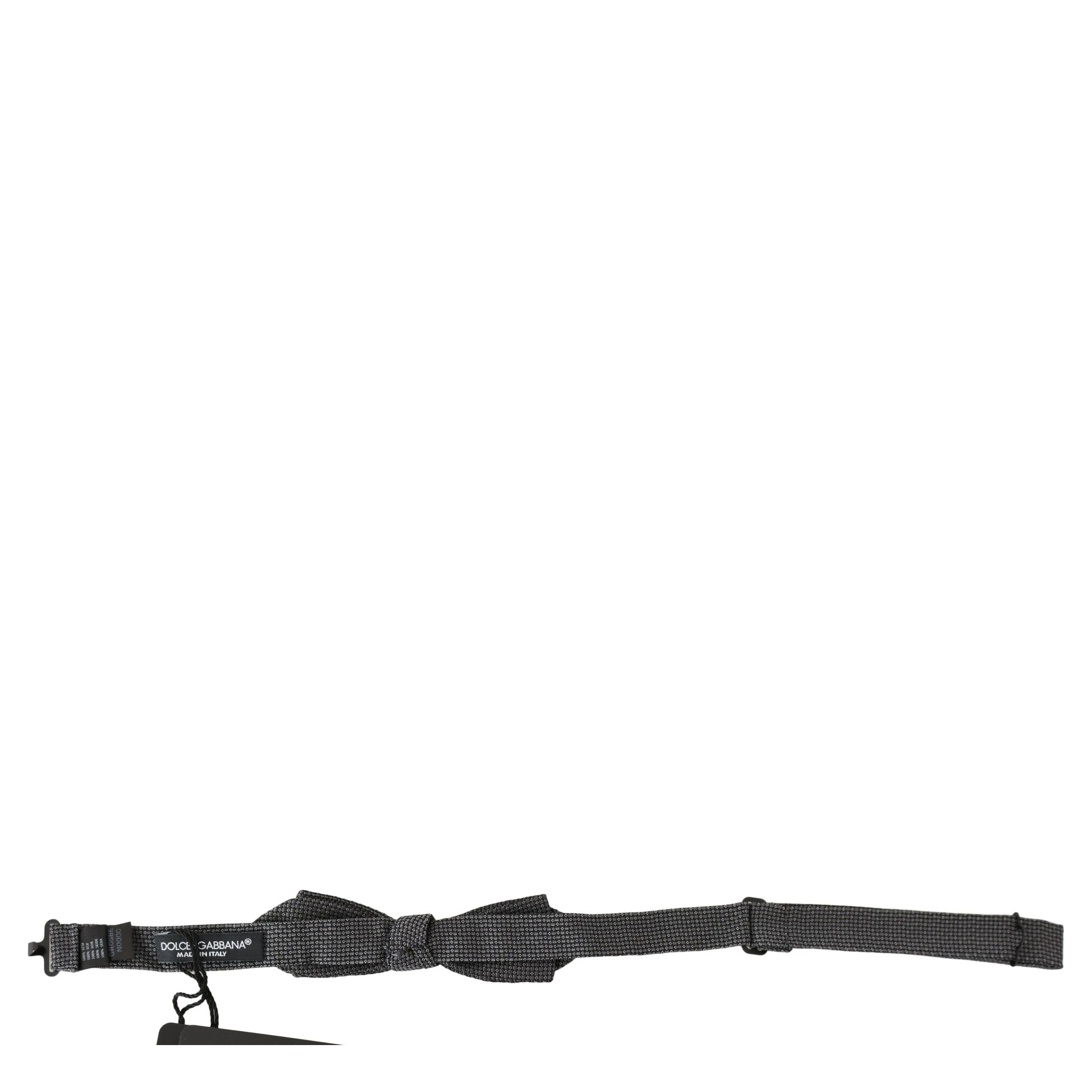 Gray Patterned Silk Adjustable Neck Bow Tie Papillon