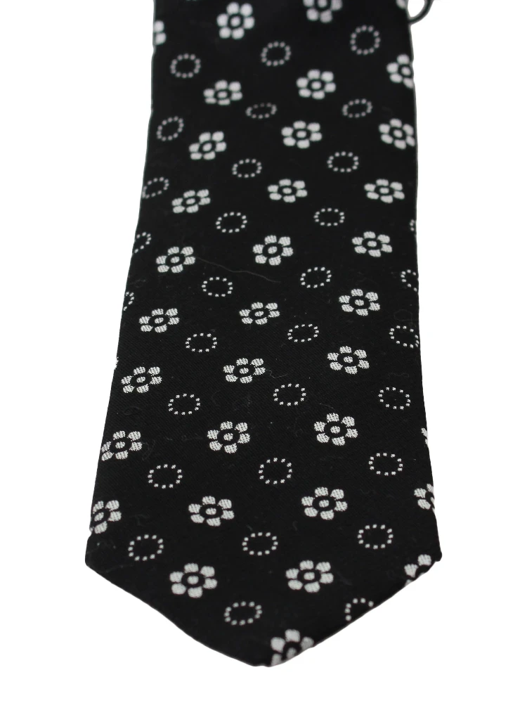 Black 100% Silk Floral Print Print Classic Tie alternative
