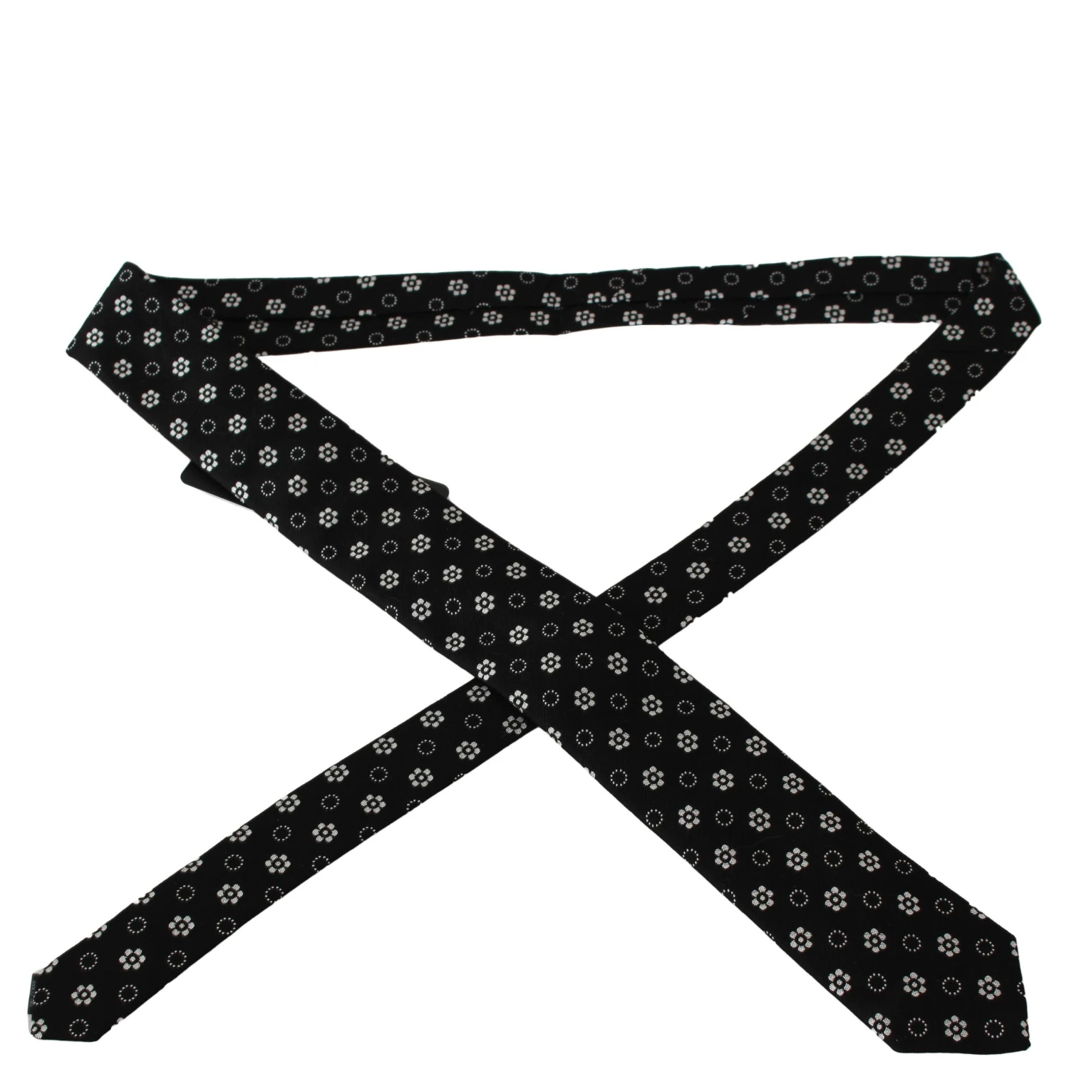 Elegant Black Floral Silk Necktie