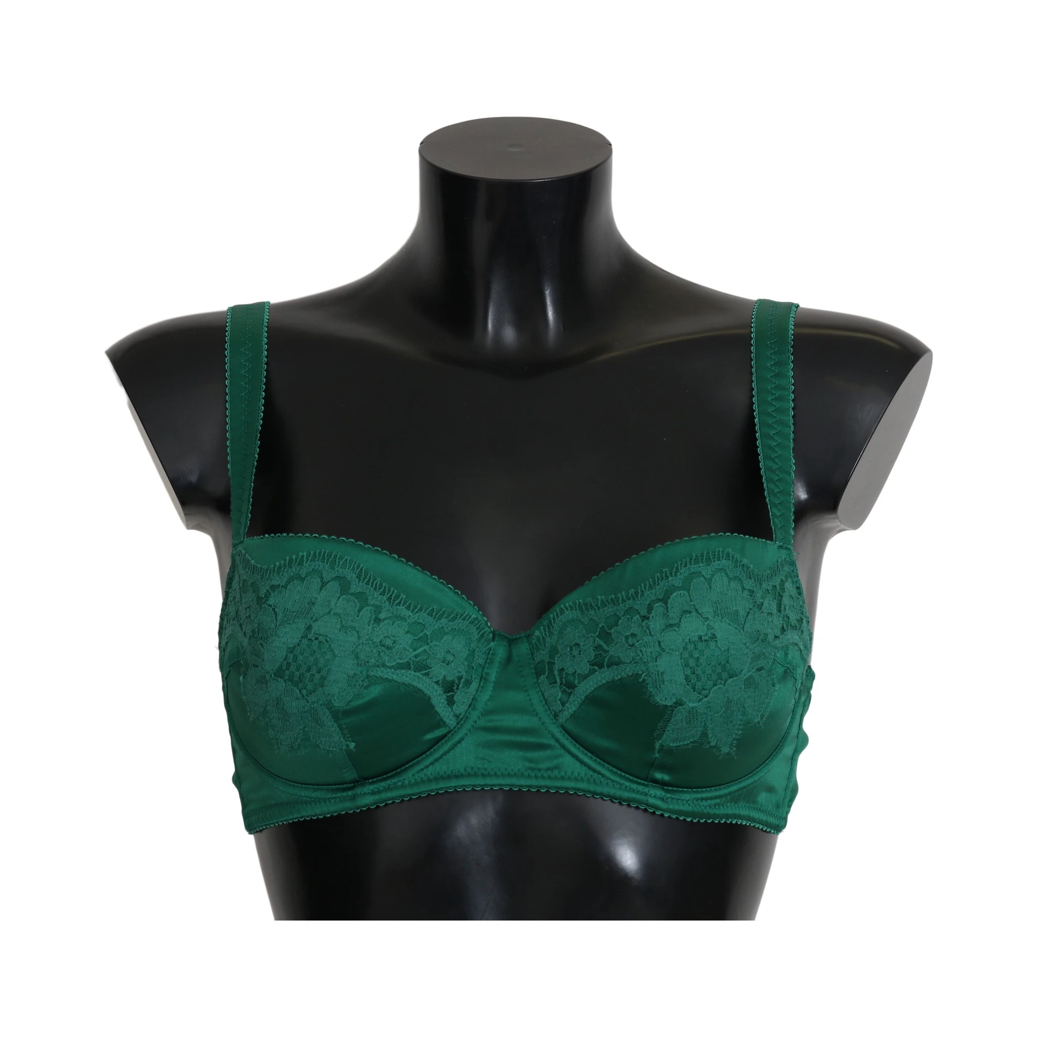 Green Silk Stretch Floral Lace Bra Underwear