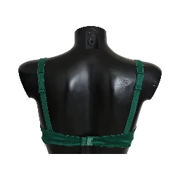 Green Silk Stretch Floral Lace Bra Underwear