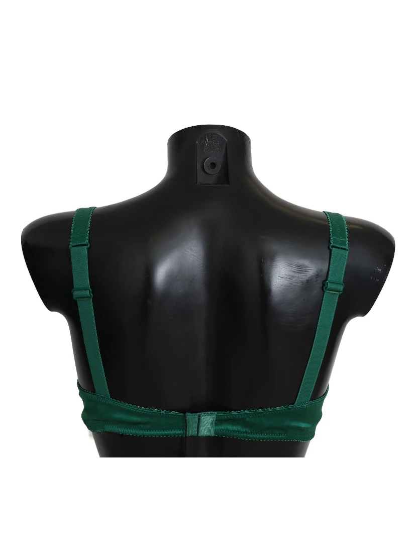 Green Silk Stretch Floral Lace Bra Underwear