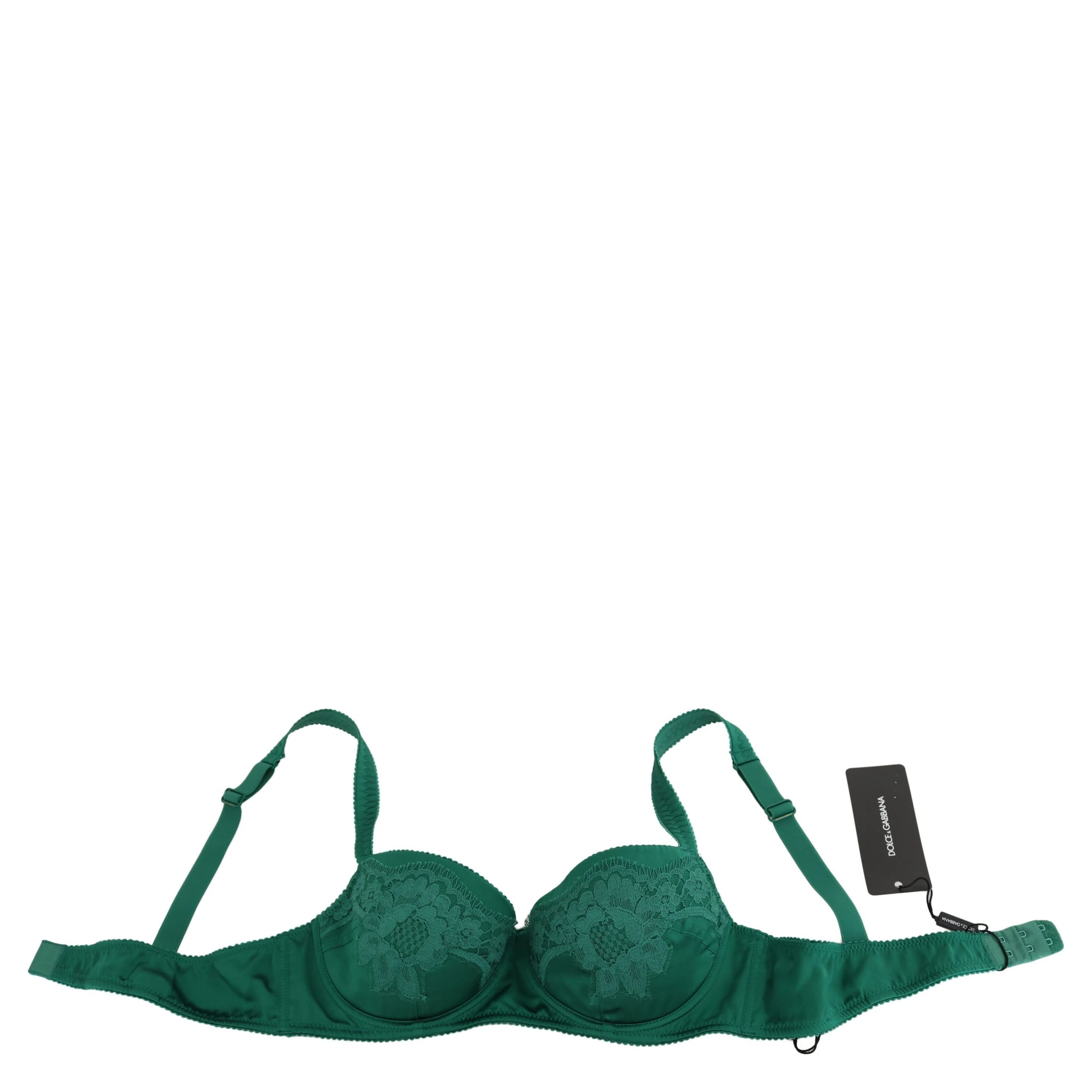Green Silk Stretch Floral Lace Bra Underwear