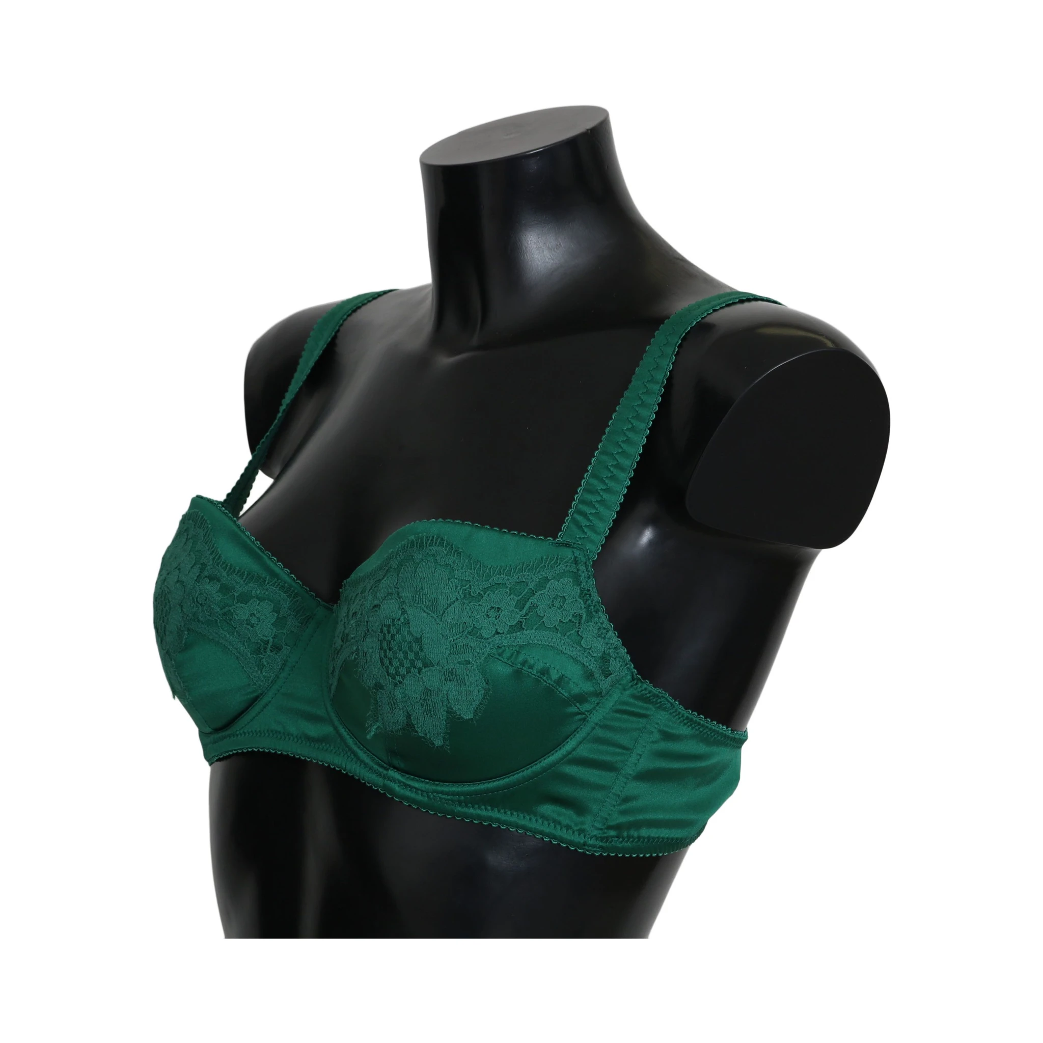 Green Silk Stretch Floral Lace Bra Underwear