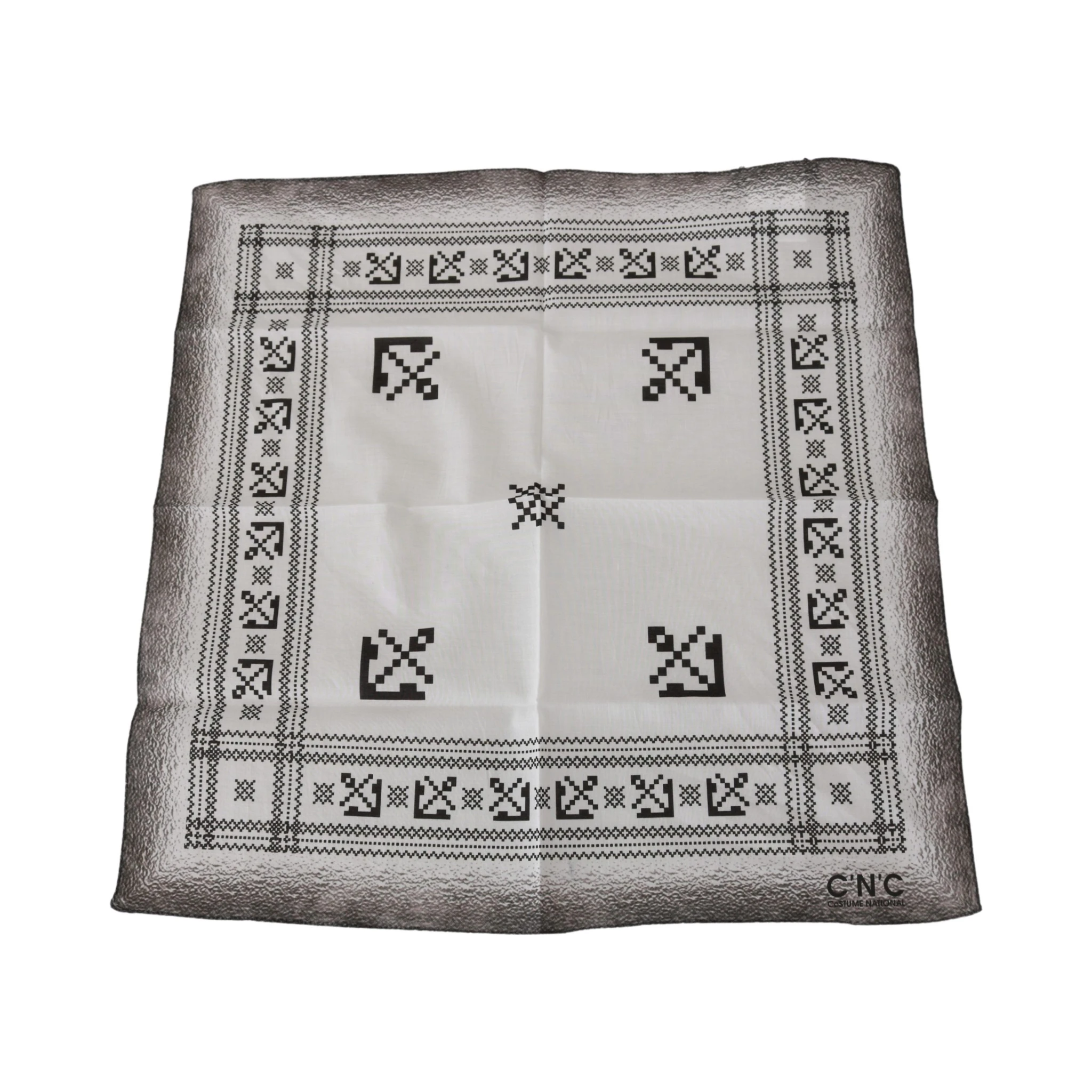 White Printed Bandana Cotton Scarf
