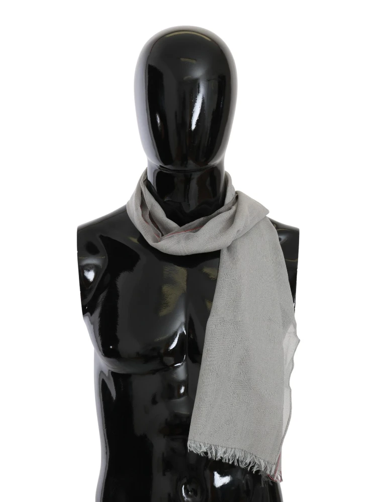 Gray Fringe Neck Wrap Cotton Scarf