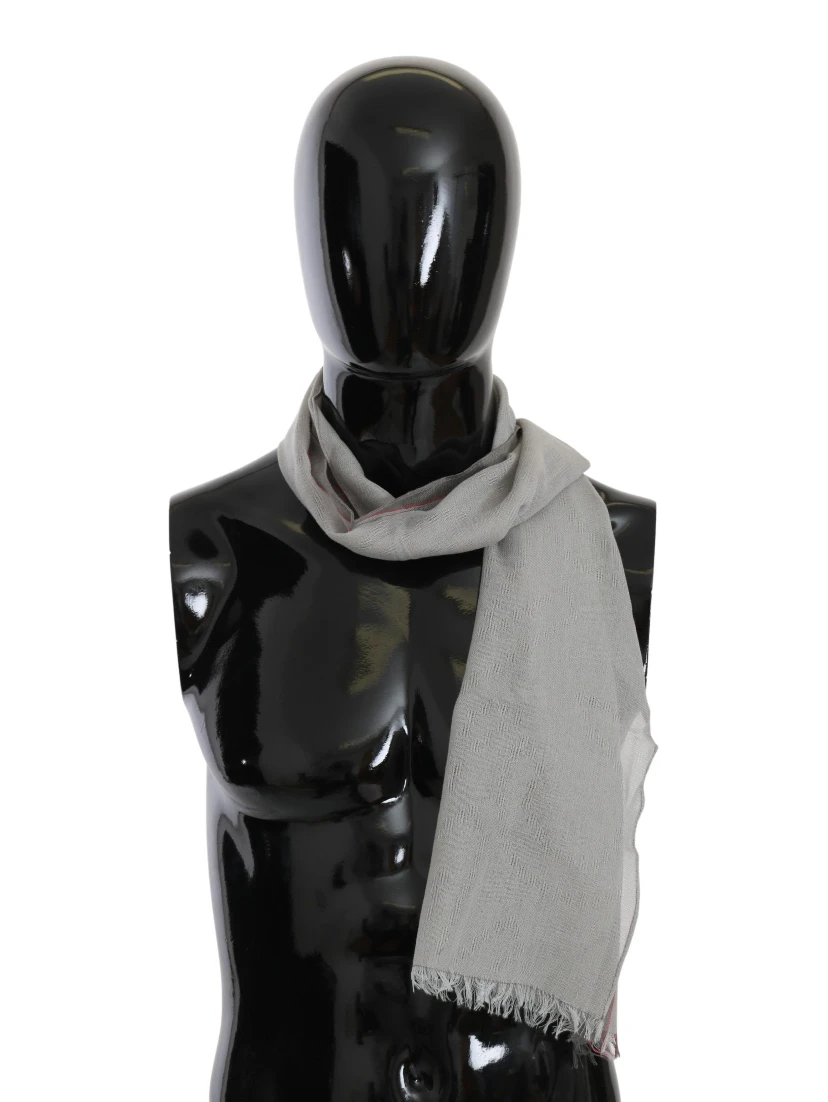 Gray Fringe Neck Wrap Cotton Scarf