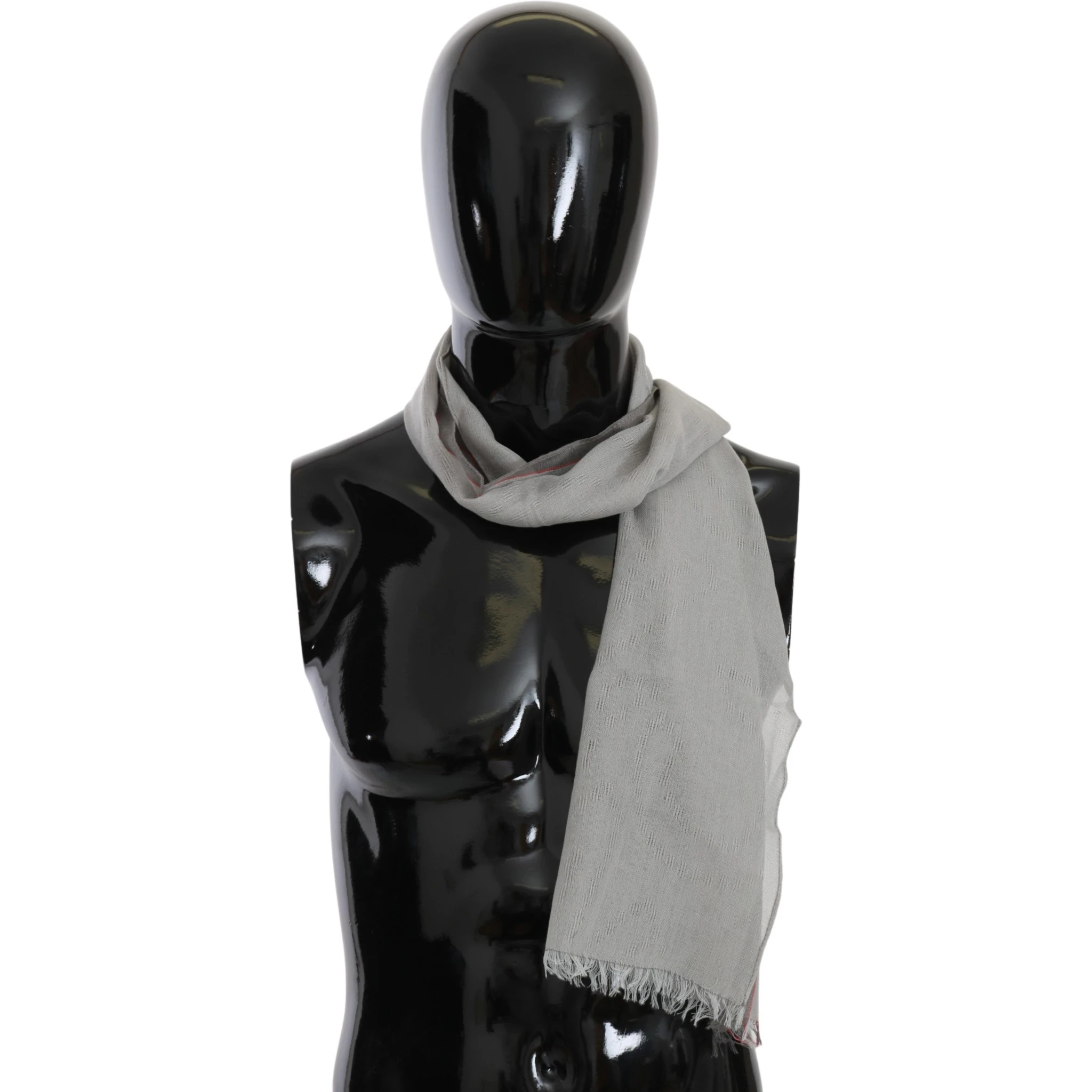 Gray Fringe Neck Wrap Cotton Scarf