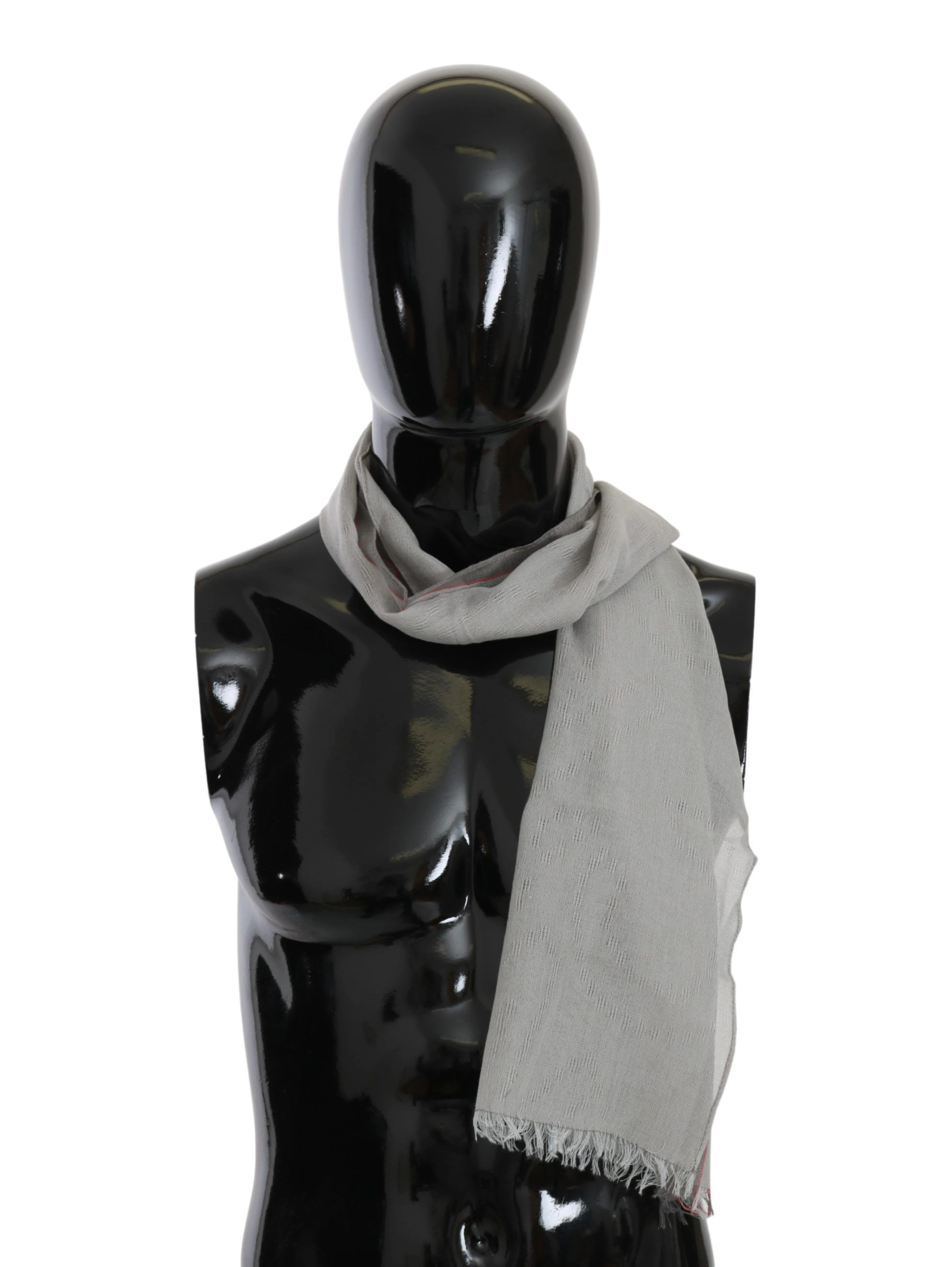 Gray Fringe Neck Wrap Cotton Scarf