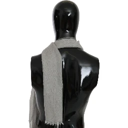 Gray Fringe Neck Wrap Cotton Scarf