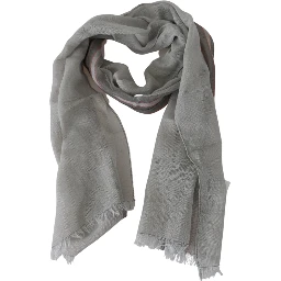 Gray Fringe Neck Wrap Cotton Scarf