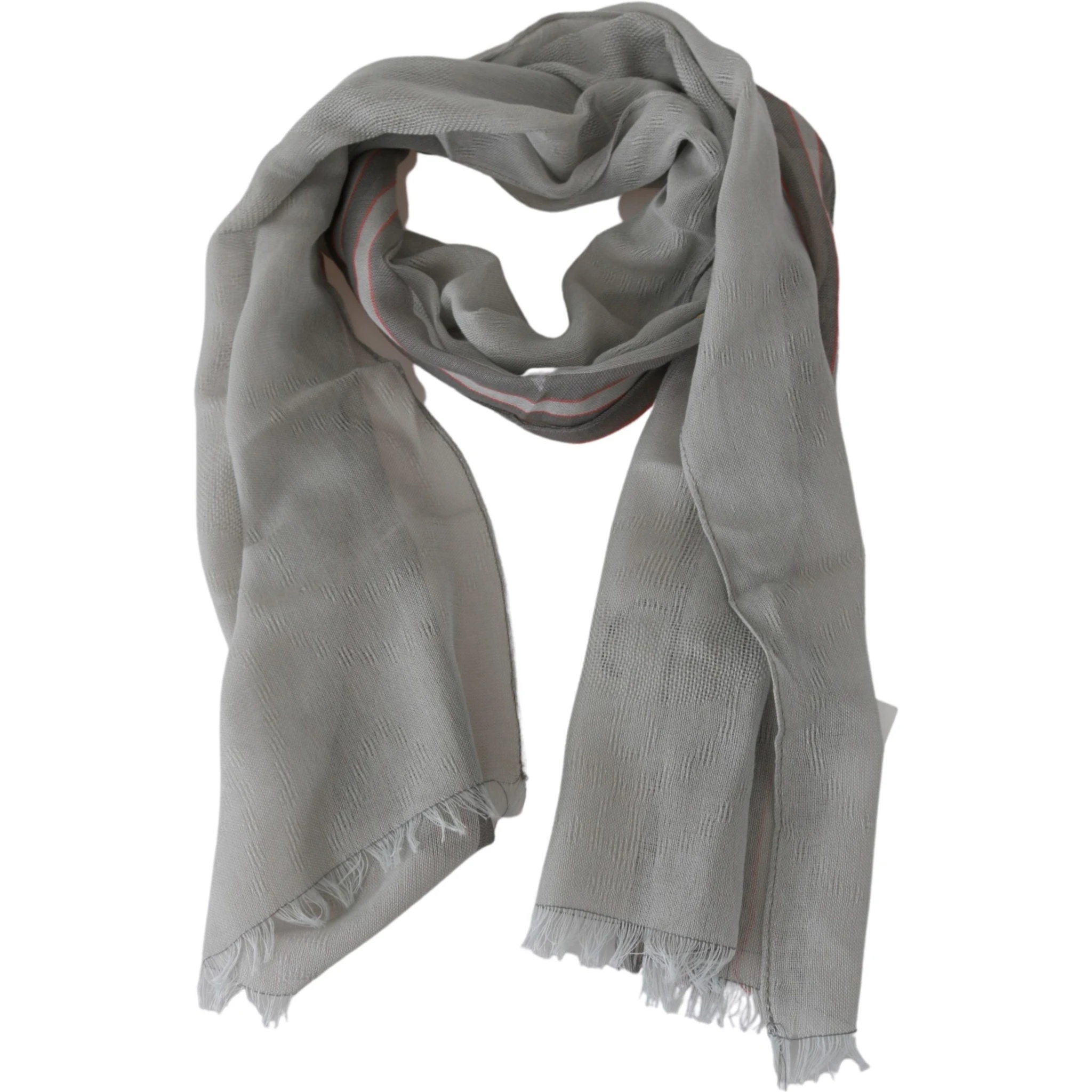 Gray Fringe Neck Wrap Cotton Scarf